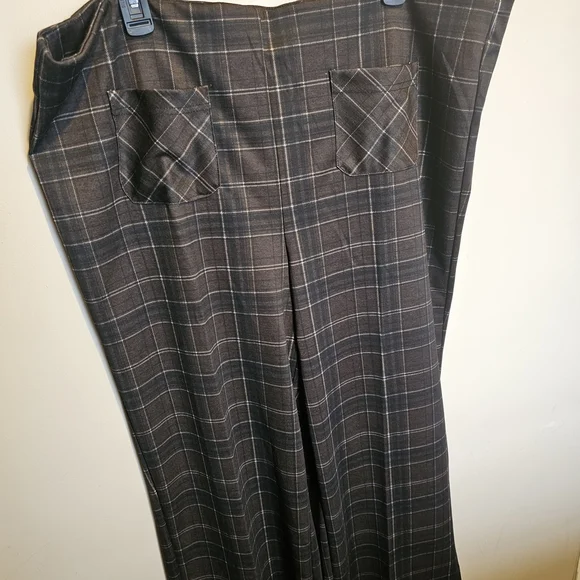 Pull On Wide Leg Crop Women's Plaid Trousers Size 3X MEG & MARGOT - Picture 7 of 16